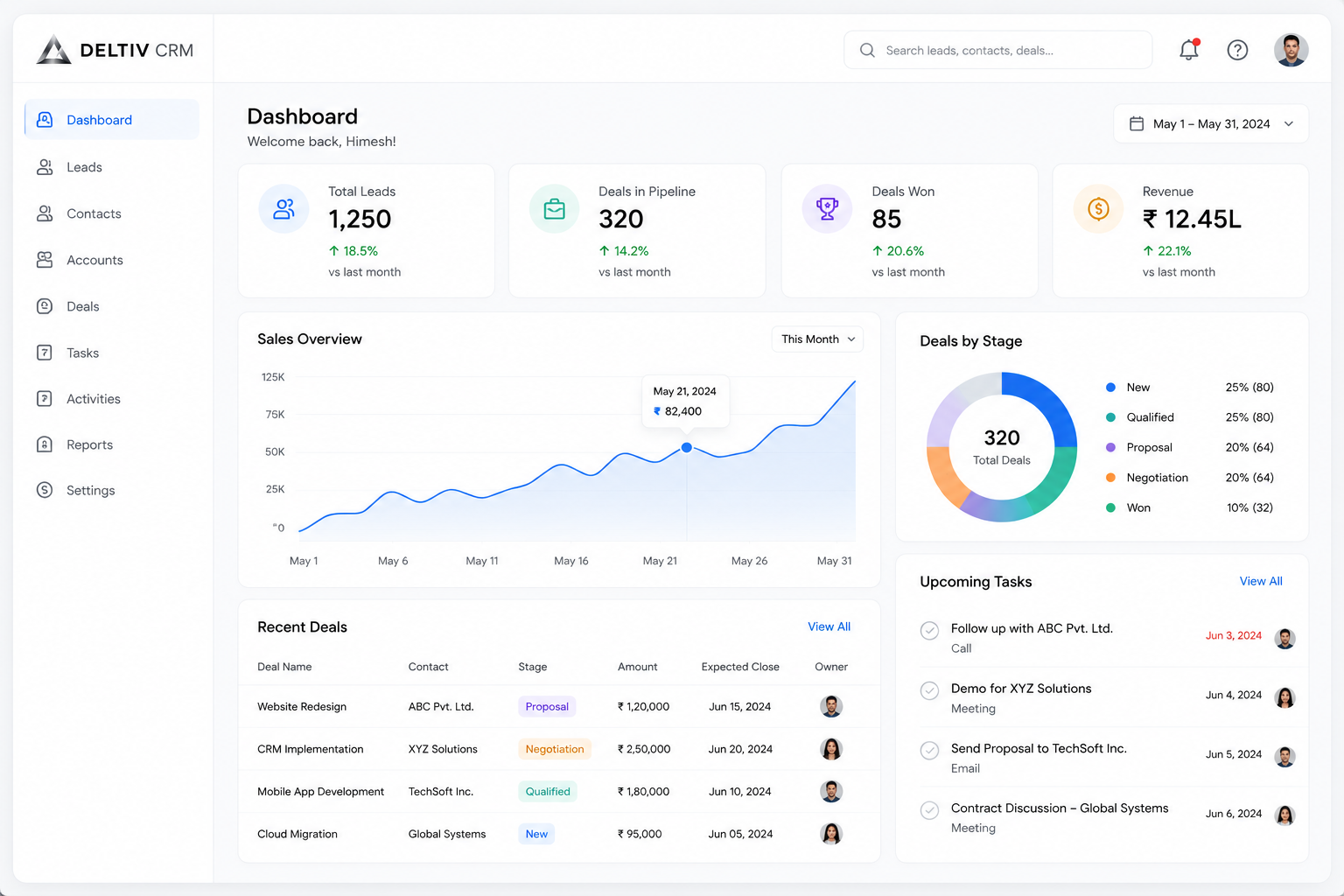 Custom Enterprise CRM Platform Interface